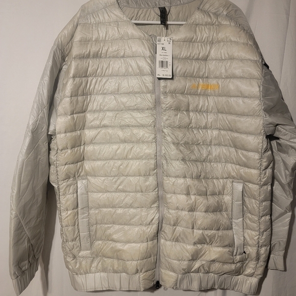 Mens Adidas Terrex Metal Gray Hike Bomber Down Jacket Size XL - Picture 1 of 8